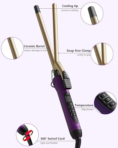 MELYDO 1/2 Inch Small Curling Iron Wand for Short & Long Hair - Ceramic Tourmaline Tiny Curling Wand with Adjustable Temperature, Heat Resistant Glove Included Avelisse