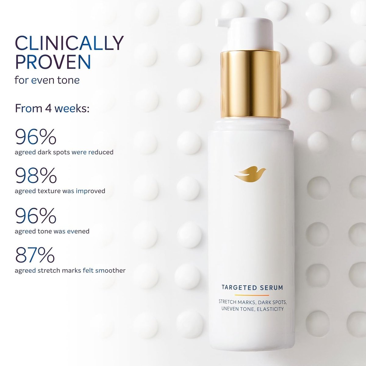 Dove Targeted Serum Multipurpose for Stretch Marks, Dark Spots, Uneven Skin Tone and Elasticity - 3.2 oz Avelisse