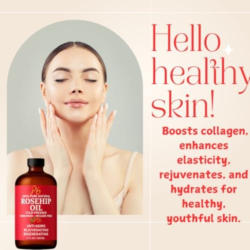 Pomberries Rosehip Seed Oil – Cold-Pressed & Unrefined, Natural Face Oil for Scars, Wrinkles, Stretch Marks & Daily Hydration, 4 fl oz - görsel 10