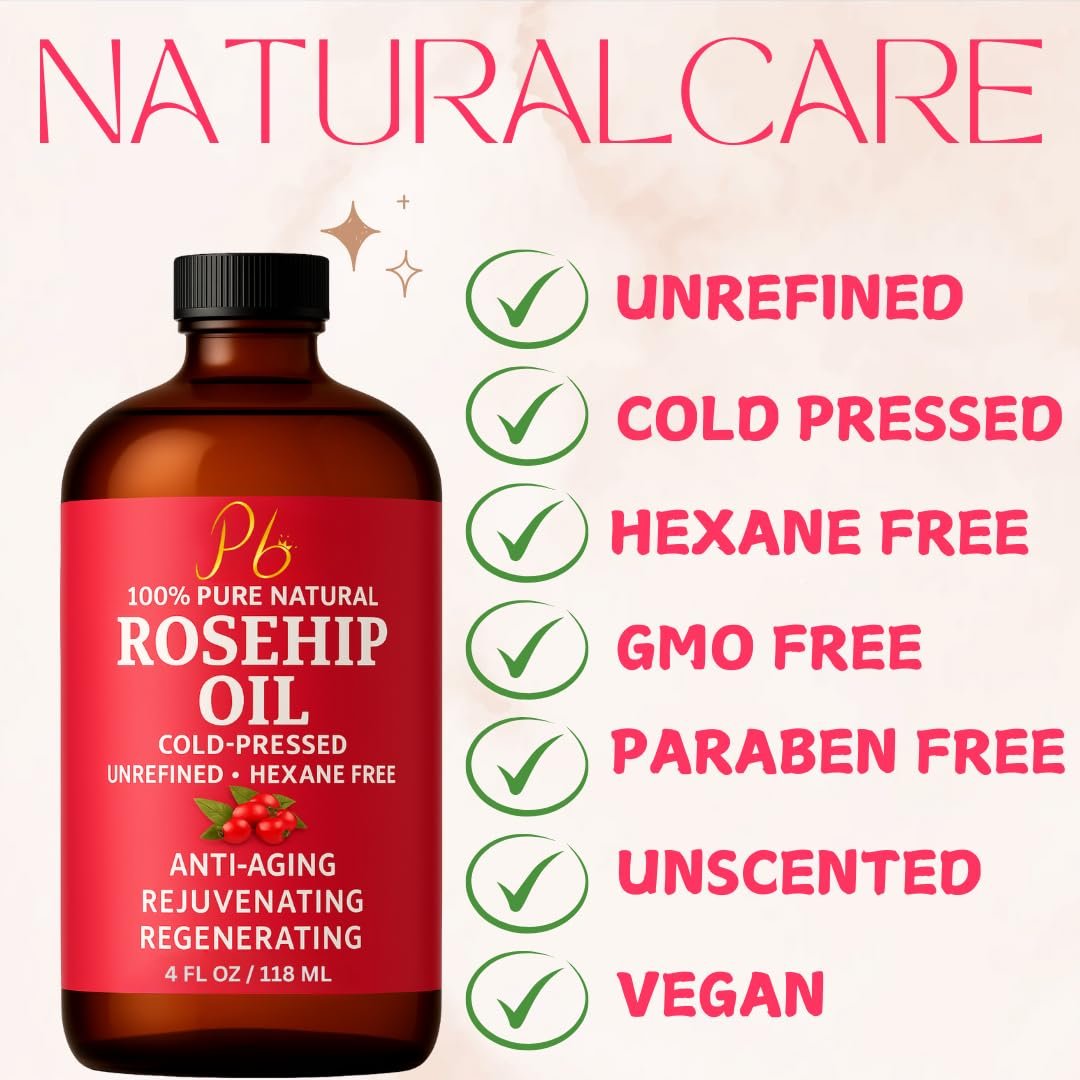 Pomberries Rosehip Seed Oil – Cold-Pressed & Unrefined, Natural Face Oil for Scars, Wrinkles, Stretch Marks & Daily Hydration, 4 fl oz - görsel 7