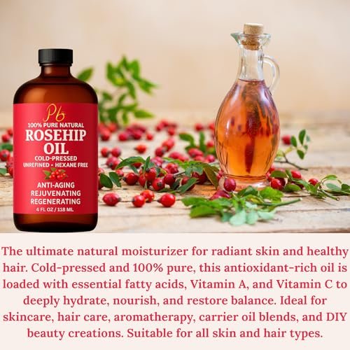 Pomberries Rosehip Seed Oil – Cold-Pressed & Unrefined, Natural Face Oil for Scars, Wrinkles, Stretch Marks & Daily Hydration, 4 fl oz - görsel 4