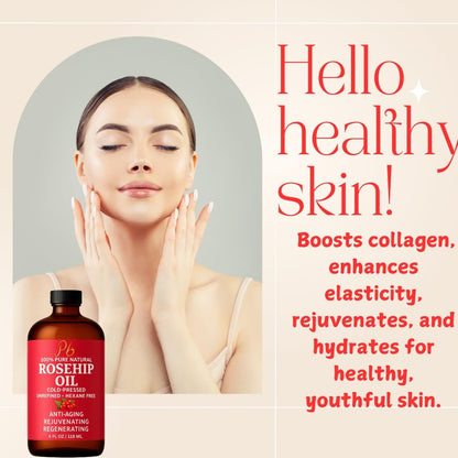 Pomberries Rosehip Seed Oil – Cold-Pressed & Unrefined, Natural Face Oil for Scars, Wrinkles, Stretch Marks & Daily Hydration, 4 fl oz