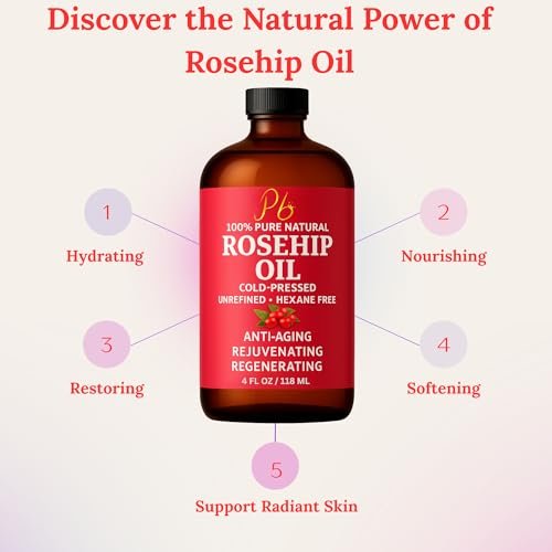 Pomberries Rosehip Seed Oil – Cold-Pressed & Unrefined, Natural Face Oil for Scars, Wrinkles, Stretch Marks & Daily Hydration, 4 fl oz - görsel 14