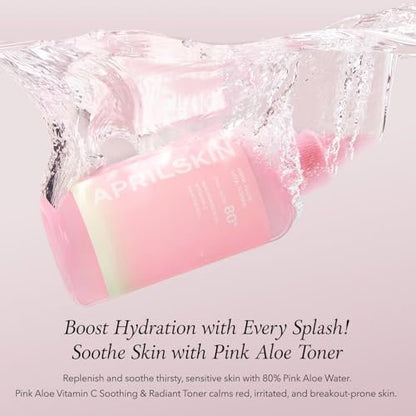APRILSKIN Pink Aloe Vita Toner – Calming & Hydrating Korean Toner with 80% Pink Aloe Vera, Soothes Redness, Controls Sebum, Vegan & Clean (8.45 fl.oz) Avelisse