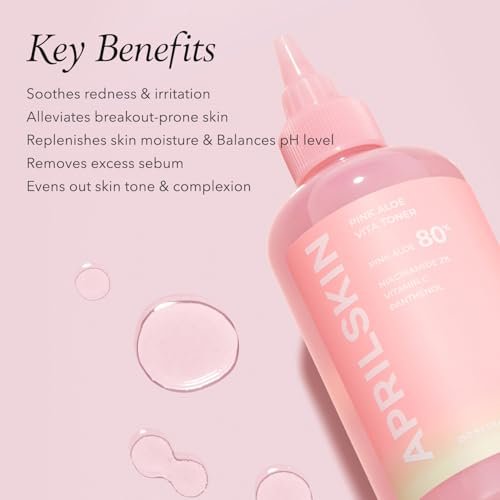 APRILSKIN Pink Aloe Vita Toner – Calming & Hydrating Korean Toner with 80% Pink Aloe Vera, Soothes Redness, Controls Sebum, Vegan & Clean (8.45 fl.oz) Avelisse