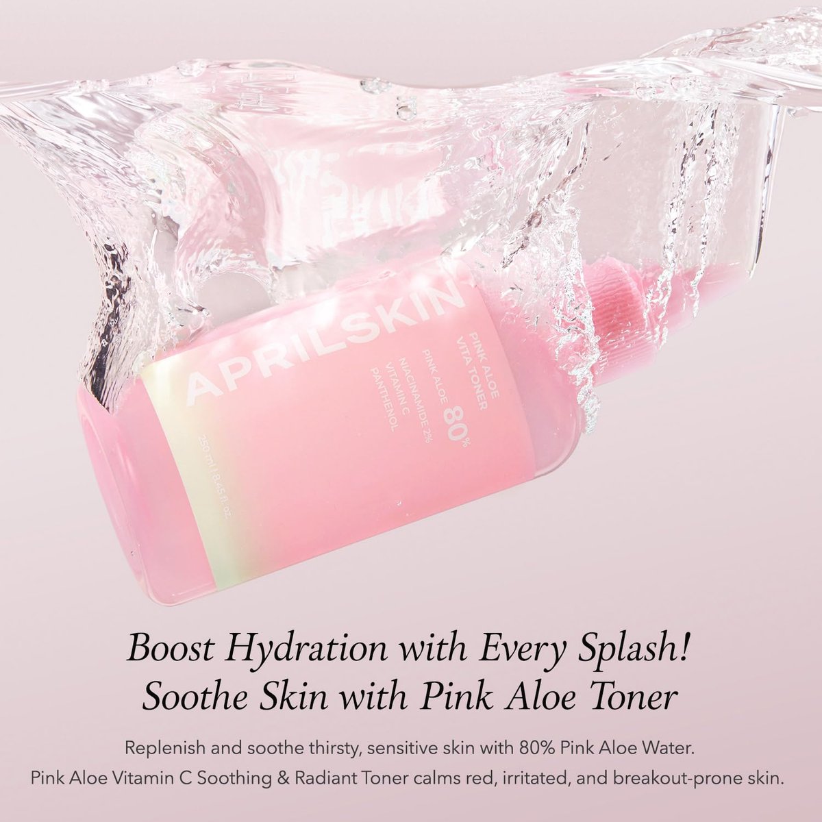 APRILSKIN Pink Aloe Vita Toner – Calming & Hydrating Korean Toner with 80% Pink Aloe Vera, Soothes Redness, Controls Sebum, Vegan & Clean (8.45 fl.oz) Avelisse