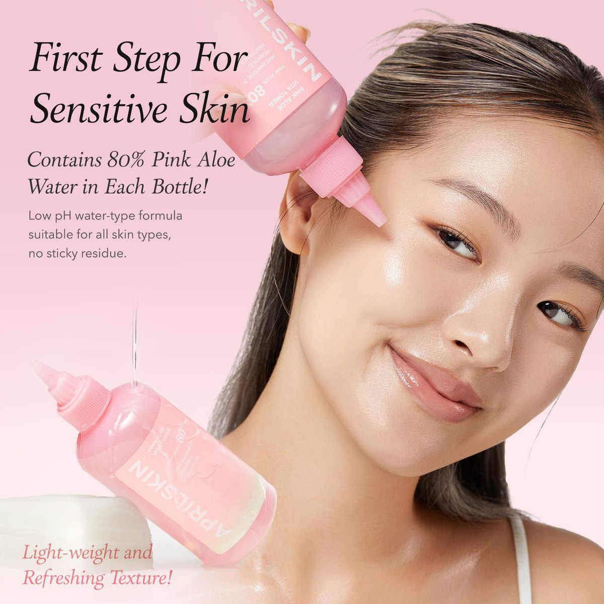 APRILSKIN Pink Aloe Vita Toner – Calming & Hydrating Korean Toner with 80% Pink Aloe Vera, Soothes Redness, Controls Sebum, Vegan & Clean (8.45 fl.oz) Avelisse