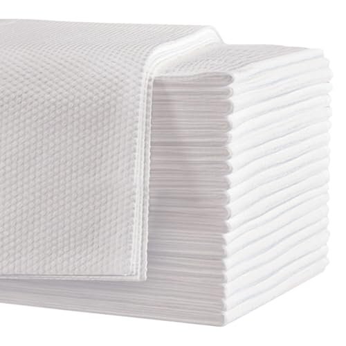 Biubumtu 50-Count Disposable Bath Hair Towels - Thickened & Absorbent 19.7" x 27.6" Linen Salon Towels for Spa, Massage, Yoga, Camping (White) Avelisse