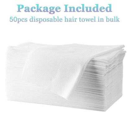 Biubumtu 50-Count Disposable Bath Hair Towels - Thickened & Absorbent 19.7" x 27.6" Linen Salon Towels for Spa, Massage, Yoga, Camping (White) Avelisse