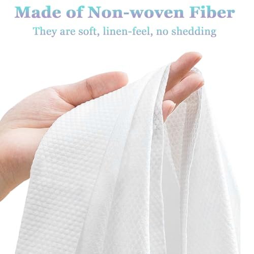 Biubumtu 50-Count Disposable Bath Hair Towels - Thickened & Absorbent 19.7" x 27.6" Linen Salon Towels for Spa, Massage, Yoga, Camping (White) Avelisse