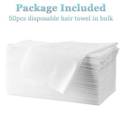 Biubumtu 50-Count Disposable Bath Hair Towels - Thickened & Absorbent 19.7" x 27.6" Linen Salon Towels for Spa, Massage, Yoga, Camping (White) Avelisse