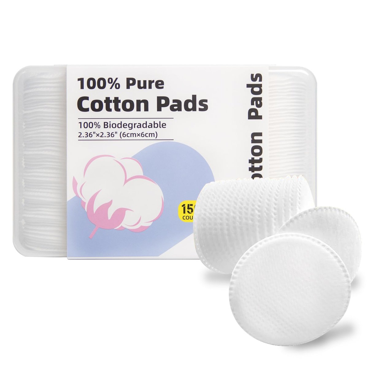 Illidi 100% Cotton Rounds for Face (150 Count) – Dual-Texture, Soft, Lint-Free Makeup Remover Pads, Hypoallergenic & Highly Absorbent - görsel 1