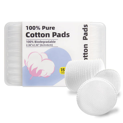 Illidi 100% Cotton Rounds for Face (150 Count) – Dual-Texture, Soft, Lint-Free Makeup Remover Pads, Hypoallergenic & Highly Absorbent