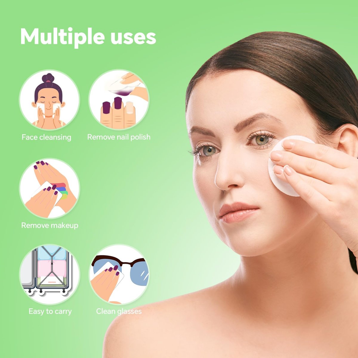 Illidi 100% Cotton Rounds for Face (150 Count) – Dual-Texture, Soft, Lint-Free Makeup Remover Pads, Hypoallergenic & Highly Absorbent - görsel 11