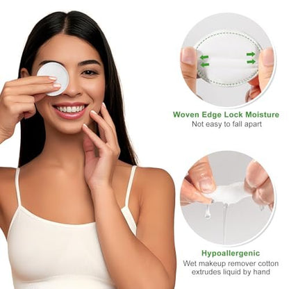 Illidi 100% Cotton Rounds for Face (150 Count) – Dual-Texture, Soft, Lint-Free Makeup Remover Pads, Hypoallergenic & Highly Absorbent