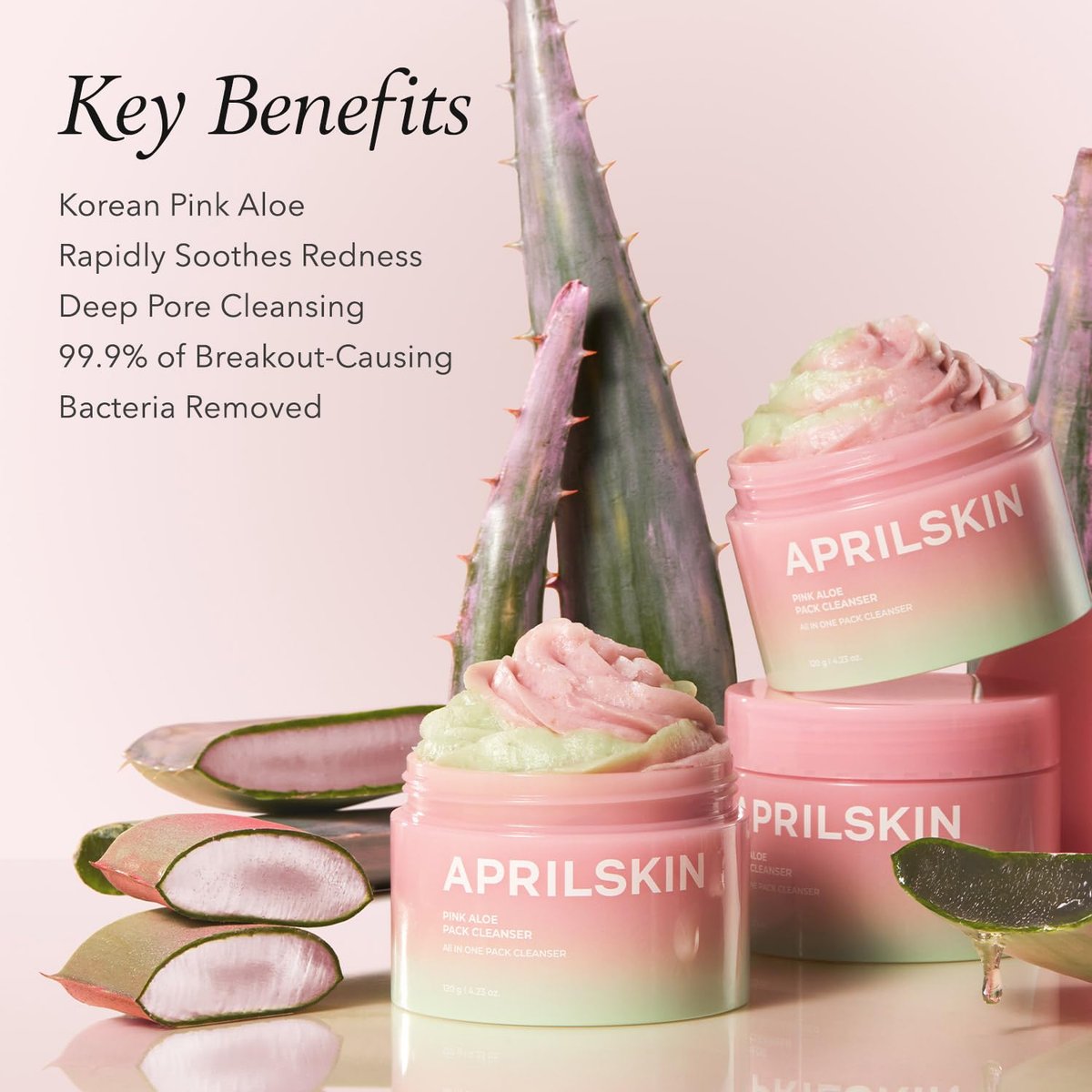 APRILSKIN Pink Aloe Facial Polish Cleanser | Gentle Exfoliation with Mungbean & Soybean Scrub | Removes Waterproof Makeup & Sunscreen | Non-Comedogenic Korean Skincare - görsel 6