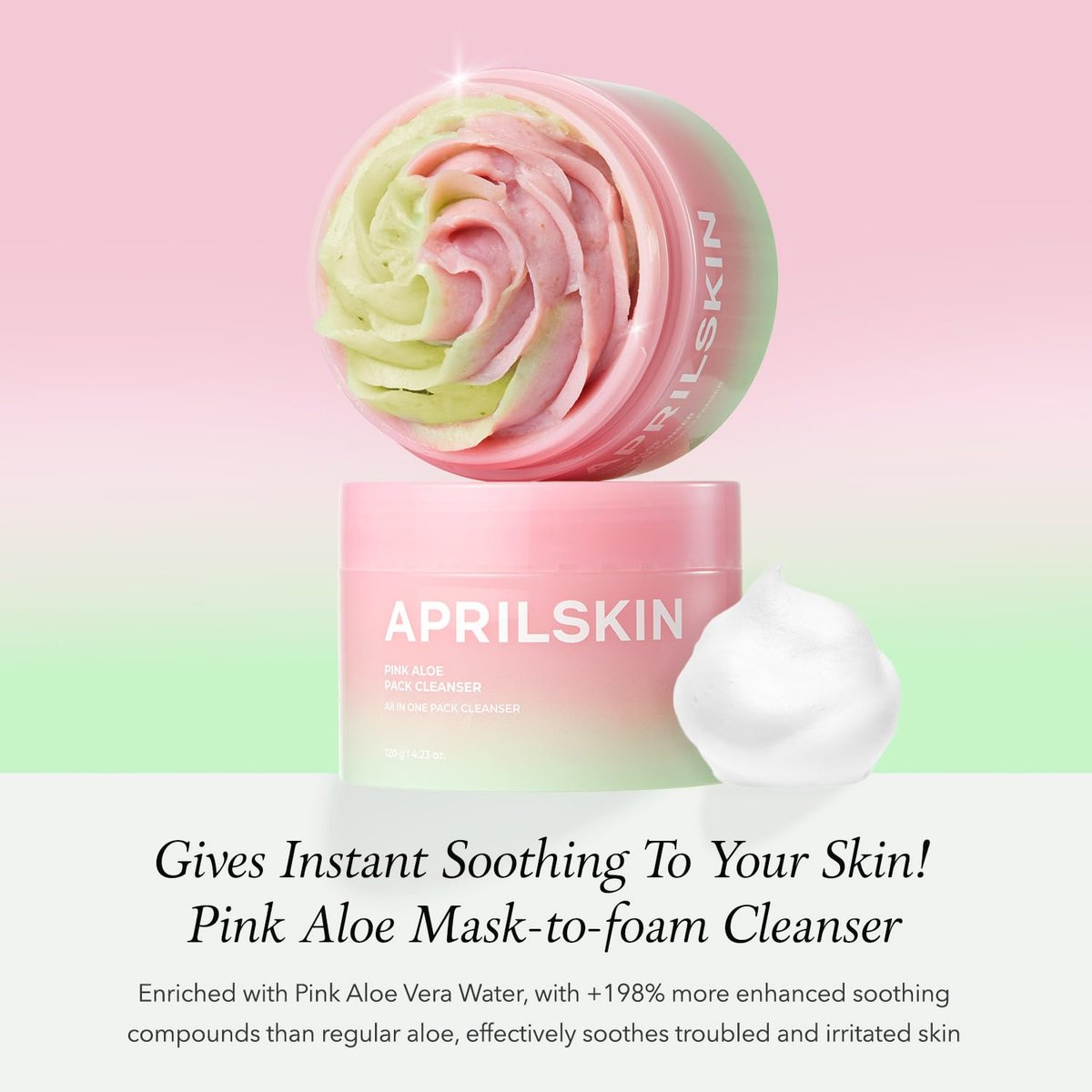 APRILSKIN Pink Aloe Facial Polish Cleanser | Gentle Exfoliation with Mungbean & Soybean Scrub | Removes Waterproof Makeup & Sunscreen | Non-Comedogenic Korean Skincare - görsel 4