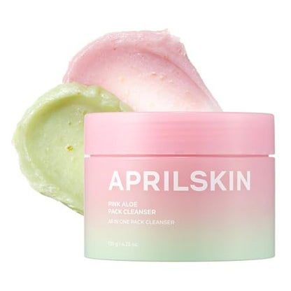 APRILSKIN Pink Aloe Facial Polish Cleanser | Gentle Exfoliation with Mungbean & Soybean Scrub | Removes Waterproof Makeup & Sunscreen | Non-Comedogenic Korean Skincare