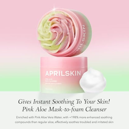 APRILSKIN Pink Aloe Facial Polish Cleanser | Gentle Exfoliation with Mungbean & Soybean Scrub | Removes Waterproof Makeup & Sunscreen | Non-Comedogenic Korean Skincare