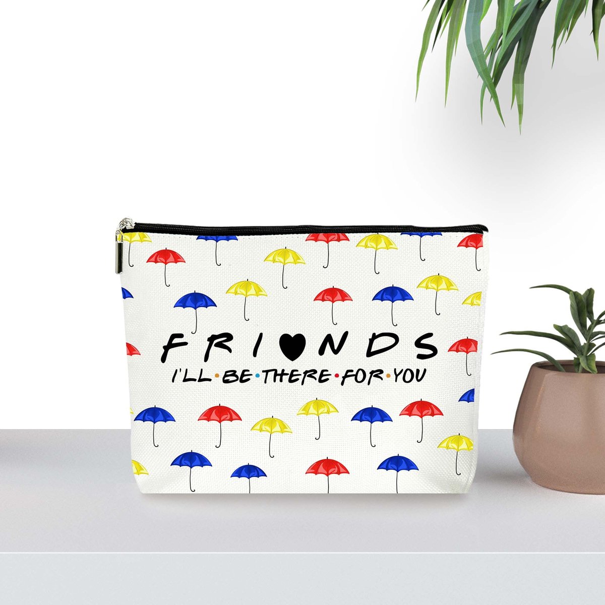 ZYQFN Umbrella Pattern Cosmetic Makeup Bag - Canvas Zipper Pouch for Women, Best Friend Gifts for Birthday Christmas Wedding - görsel 9
