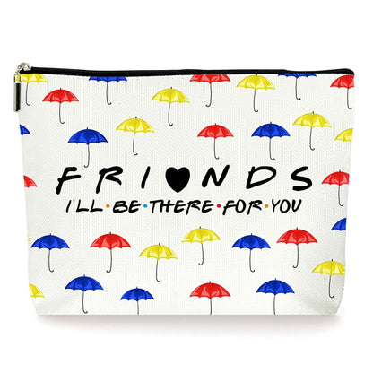 ZYQFN Umbrella Pattern Cosmetic Makeup Bag - Canvas Zipper Pouch for Women, Best Friend Gifts for Birthday Christmas Wedding