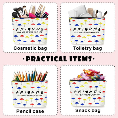 ZYQFN Umbrella Pattern Cosmetic Makeup Bag - Canvas Zipper Pouch for Women, Best Friend Gifts for Birthday Christmas Wedding