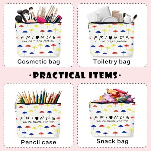 ZYQFN Umbrella Pattern Cosmetic Makeup Bag - Canvas Zipper Pouch for Women, Best Friend Gifts for Birthday Christmas Wedding - görsel 6