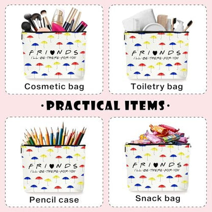 ZYQFN Umbrella Pattern Cosmetic Makeup Bag - Canvas Zipper Pouch for Women, Best Friend Gifts for Birthday Christmas Wedding