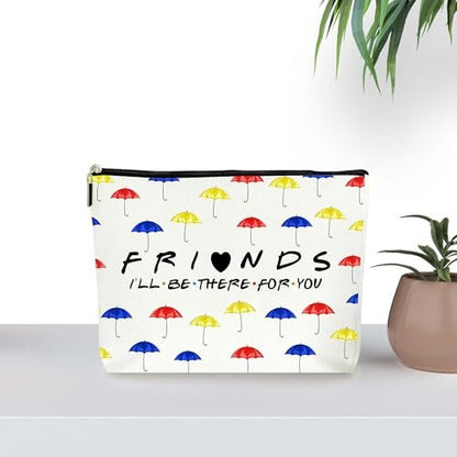 ZYQFN Umbrella Pattern Cosmetic Makeup Bag - Canvas Zipper Pouch for Women, Best Friend Gifts for Birthday Christmas Wedding