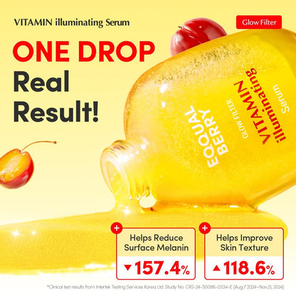 EQQUALBERRY Vitamin Illuminating Serum | Niacinamide 4% + Brightening Vitamin C Face Serum with Hyaluronic Acid & Vitamin E | Dark Spot & Uneven Tone Corrector | Korean Skincare, 1.01 fl.oz Avelisse