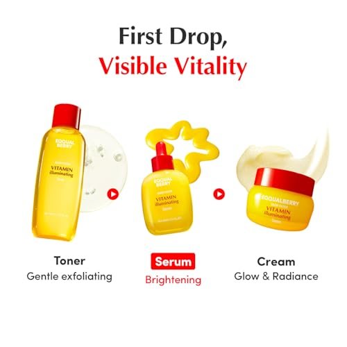 EQQUALBERRY Vitamin Illuminating Serum | Niacinamide 4% + Brightening Vitamin C Face Serum with Hyaluronic Acid & Vitamin E | Dark Spot & Uneven Tone Corrector | Korean Skincare, 1.01 fl.oz Avelisse