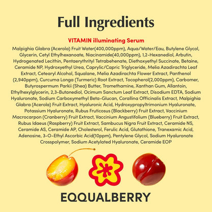 EQQUALBERRY Vitamin Illuminating Serum | Niacinamide 4% + Brightening Vitamin C Face Serum with Hyaluronic Acid & Vitamin E | Dark Spot & Uneven Tone Corrector | Korean Skincare, 1.01 fl.oz Avelisse