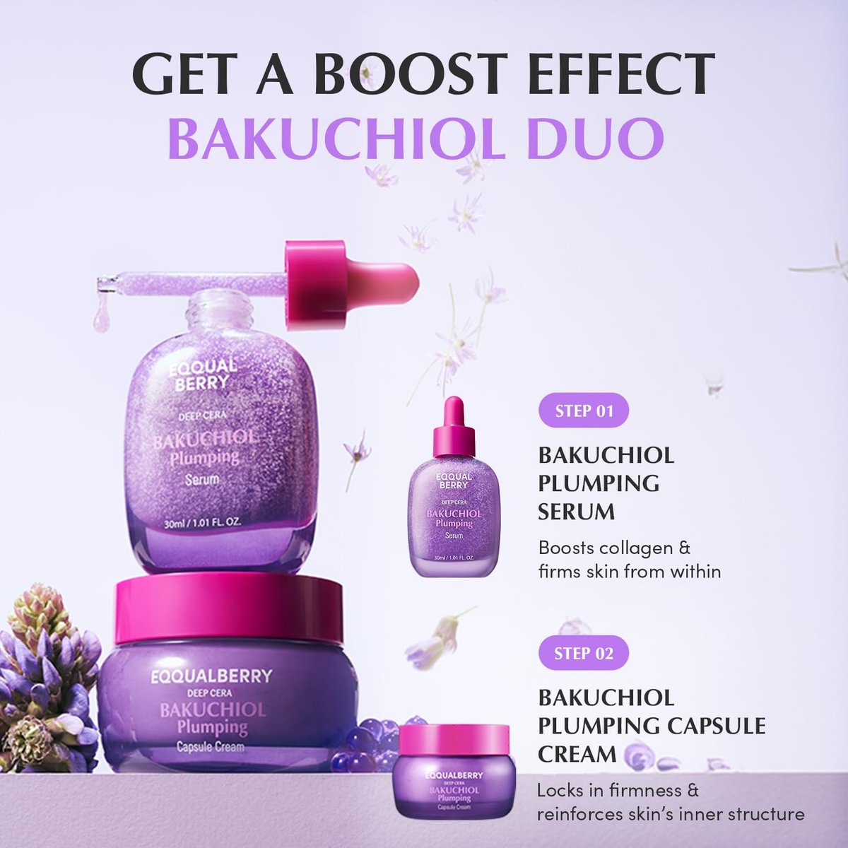 EQQUALBERRY Bakuchiol Plumping Face Serum - Retinol Alternative for Sensitive Skin with Niacinamide & Hyaluronic Acid, Pore & Wrinkle Korean Skin Care (1.01oz / 30ml) Avelisse