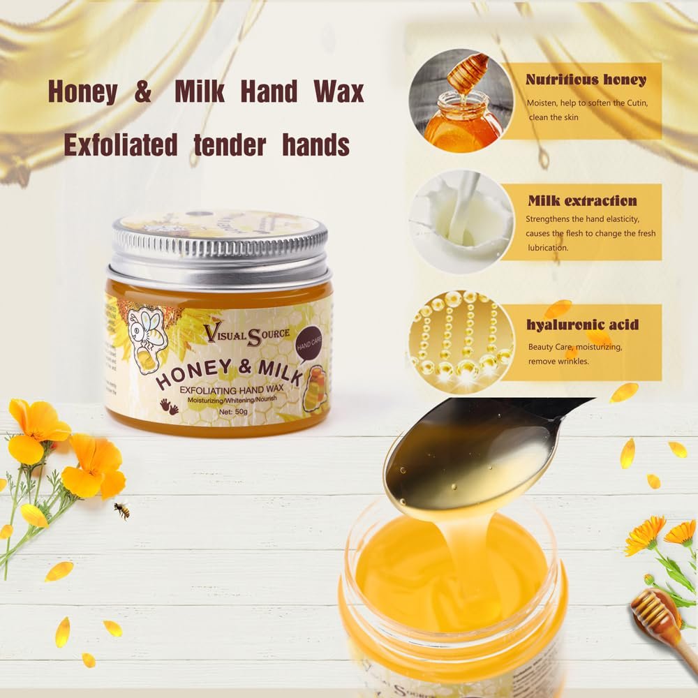 Visualsource Honey Milk Hand Wax Mask – 2 Pack Moisturizing Paraffin Peel Off Mask for Dry, Cracked, Aging Hands - görsel 13