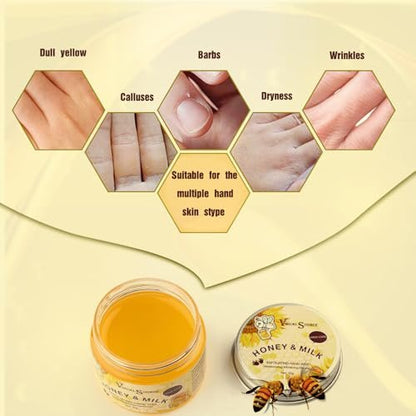 Visualsource Honey Milk Hand Wax Mask – 2 Pack Moisturizing Paraffin Peel Off Mask for Dry, Cracked, Aging Hands