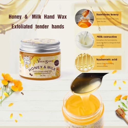 Visualsource Honey Milk Hand Wax Mask – 2 Pack Moisturizing Paraffin Peel Off Mask for Dry, Cracked, Aging Hands - görsel 14