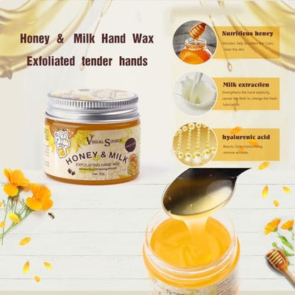 Visualsource Honey Milk Hand Wax Mask – 2 Pack Moisturizing Paraffin Peel Off Mask for Dry, Cracked, Aging Hands