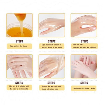 Visualsource Honey Milk Hand Wax Mask – 2 Pack Moisturizing Paraffin Peel Off Mask for Dry, Cracked, Aging Hands