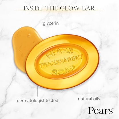 Pears Pure & Gentle Glycerin Soap Variety 3-Pack – Blue Mint, Green Lemon Flower, Amber Natural Oils, 4.4 Oz Each