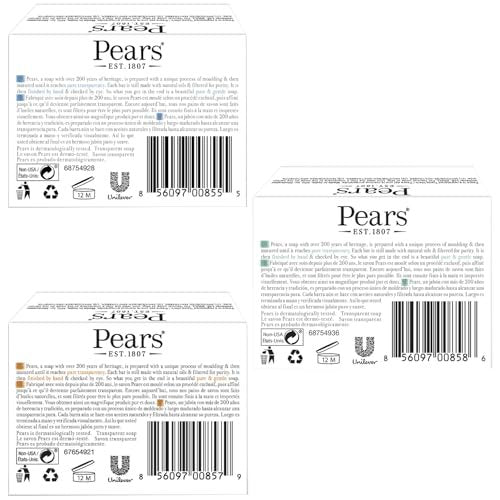 Pears Pure & Gentle Glycerin Soap Variety 3-Pack – Blue Mint, Green Lemon Flower, Amber Natural Oils, 4.4 Oz Each - görsel 4