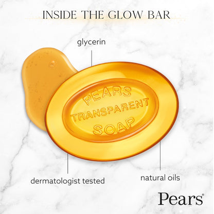 Pears Pure & Gentle Glycerin Soap Variety 3-Pack – Blue Mint, Green Lemon Flower, Amber Natural Oils, 4.4 Oz Each