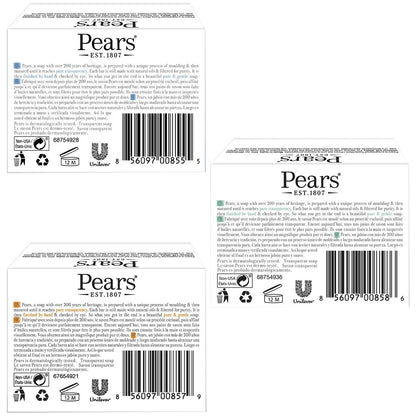 Pears Pure & Gentle Glycerin Soap Variety 3-Pack – Blue Mint, Green Lemon Flower, Amber Natural Oils, 4.4 Oz Each