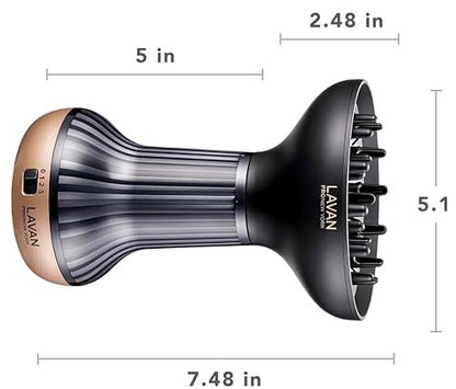 LAVANPRO NEW YORK Gold Diffuser Hair Dryer for Curly Hair – Ionic Technology with Adjustable Heat & Speed Settings for Frizz-Free, Defined Curls, Lightweight Avelisse