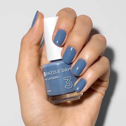 Dazzle Dry Nail Lacquer (Step 3) - Varsity Blues - Muted Light Denim Full Coverage Cream, 0.5 fl oz Avelisse