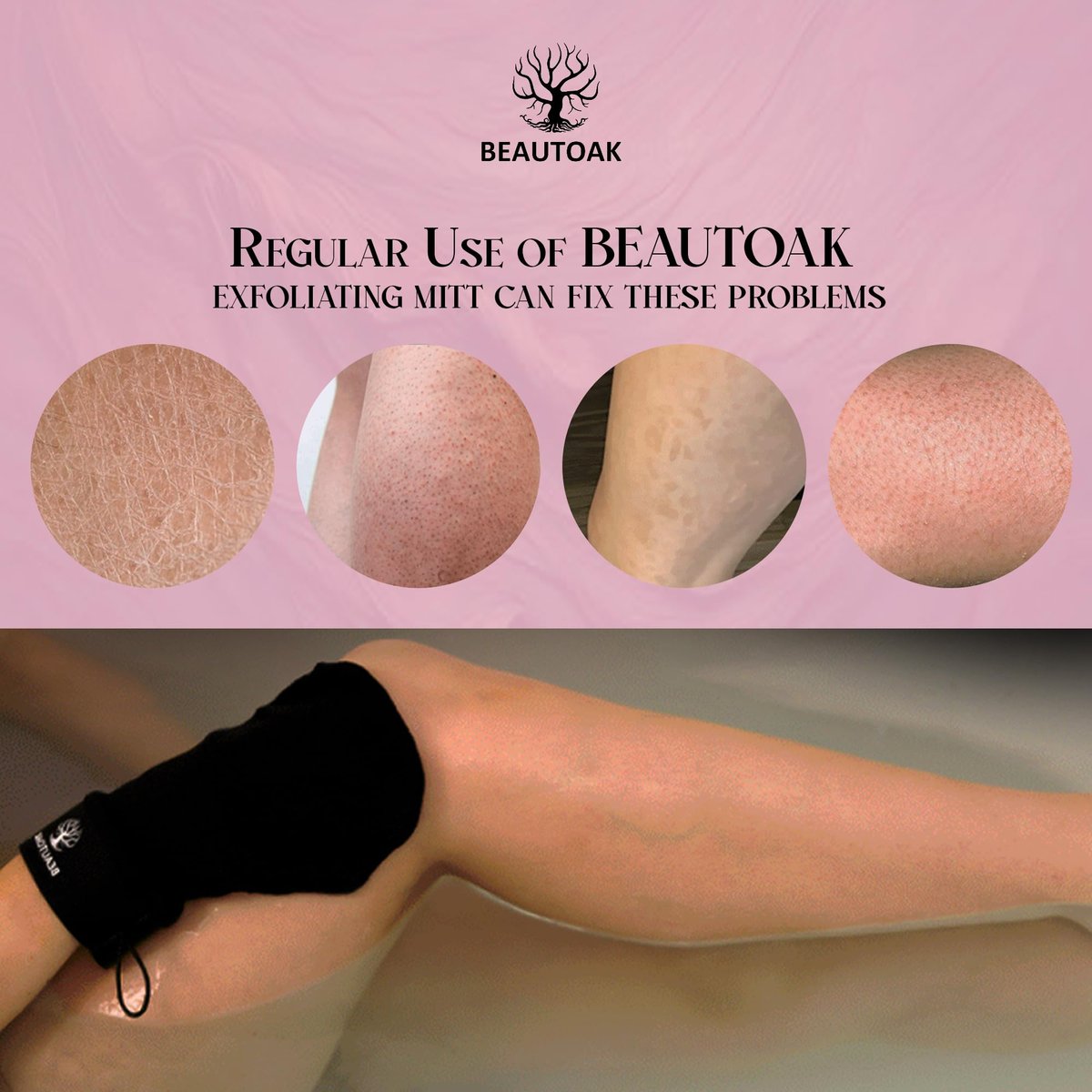 Beautoak Antimicrobial Korean Exfoliating Mitt for Shower - Body Scrubber and Dead Skin Remover (1 Pack) - görsel 7