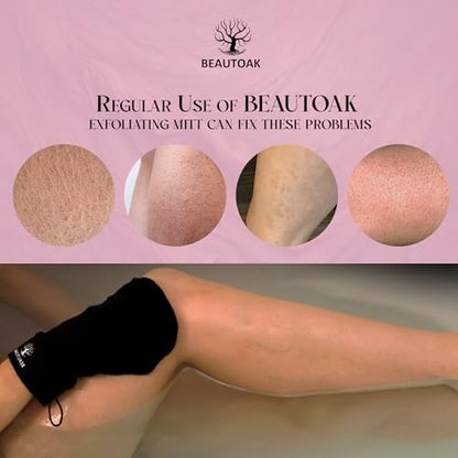 Beautoak Antimicrobial Korean Exfoliating Mitt for Shower - Body Scrubber and Dead Skin Remover (1 Pack)
