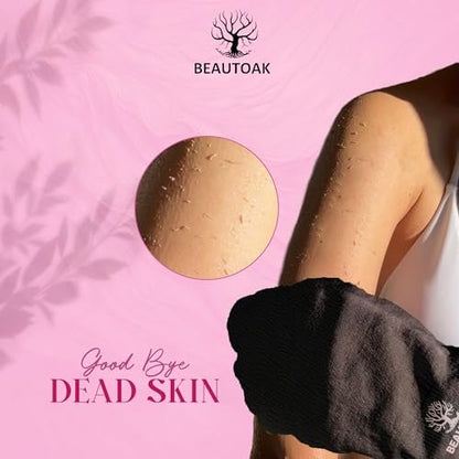 Beautoak Antimicrobial Korean Exfoliating Mitt for Shower - Body Scrubber and Dead Skin Remover (1 Pack)
