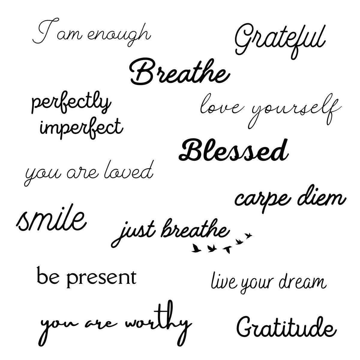 Inspirational Temporary Tattoos for Women & Men – One Grace Blessed Collection Small Black Mini Tattoos, Long Lasting Waterproof - görsel 1