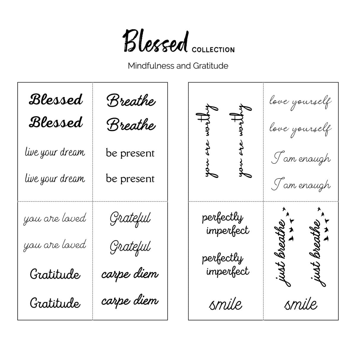 Inspirational Temporary Tattoos for Women & Men – One Grace Blessed Collection Small Black Mini Tattoos, Long Lasting Waterproof - görsel 5