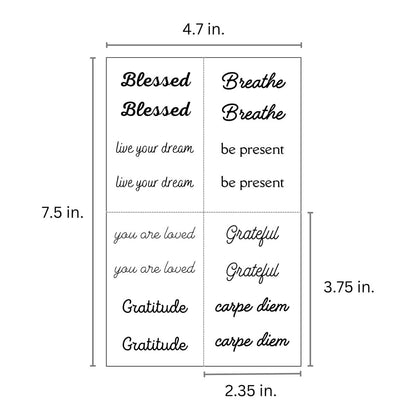 Inspirational Temporary Tattoos for Women & Men – One Grace Blessed Collection Small Black Mini Tattoos, Long Lasting Waterproof